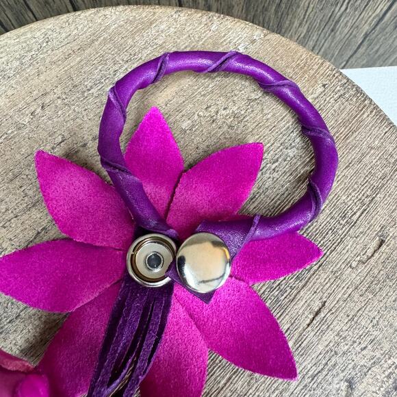 Genuine Leather Bag Charm Leather Purse Accessories Flower Bag Charm NEW - Picture 6 of 7